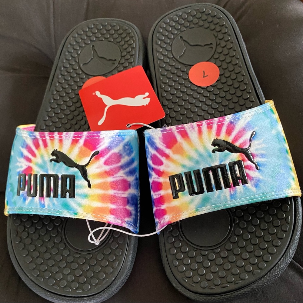 Puma tie-dye slip on slides size 7